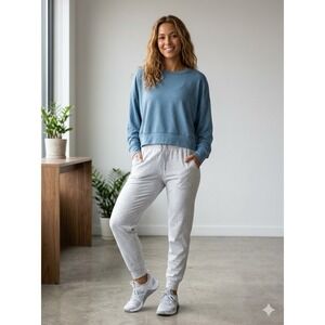 Danskin Scuba Sweat Pullover Blue Heaven XL NWT Soft Stretch Thumbhole Sweatshir